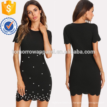 Pérola Embellished Vieira Equipado Vestido Fabricação Atacado Moda Feminina Vestuário (TA3160D)